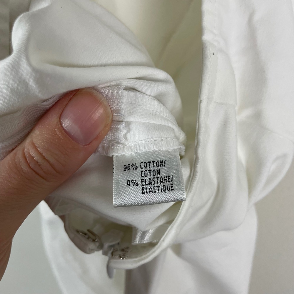 Lafayette 148 New York White Cotton Blend Cropped Pants 12 Career Minimalist - Picture 5 of 8